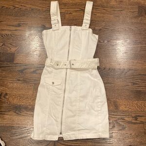 White Denim Zip up Dress